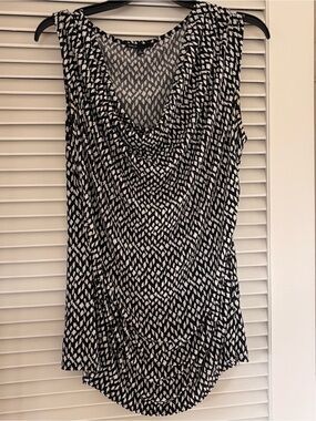 Draped Cowl Neck Camisole - Black & White